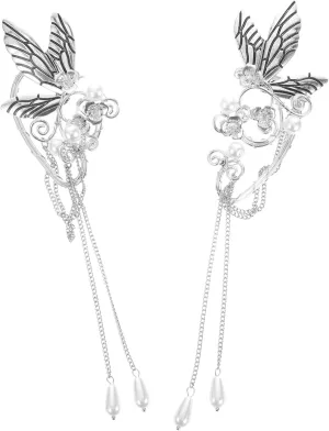 1 Pair Ear Cuffs Butterfly Tassel Earring Cuff Fairy Jewelry for Women