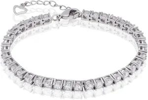 10.8 CT Cubic Zirconia Classic Tennis Bracelet, 4mm CZ Tennis Bacelet 18k White Gold Plated for Women and Men (6.5- 8.5)