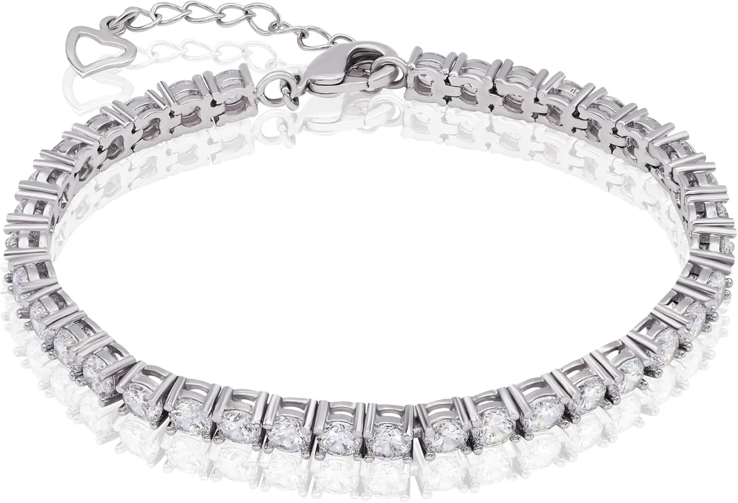 10.8 CT Cubic Zirconia Classic Tennis Bracelet, 4mm CZ Tennis Bacelet 18k White Gold Plated for Women and Men (6.5- 8.5)