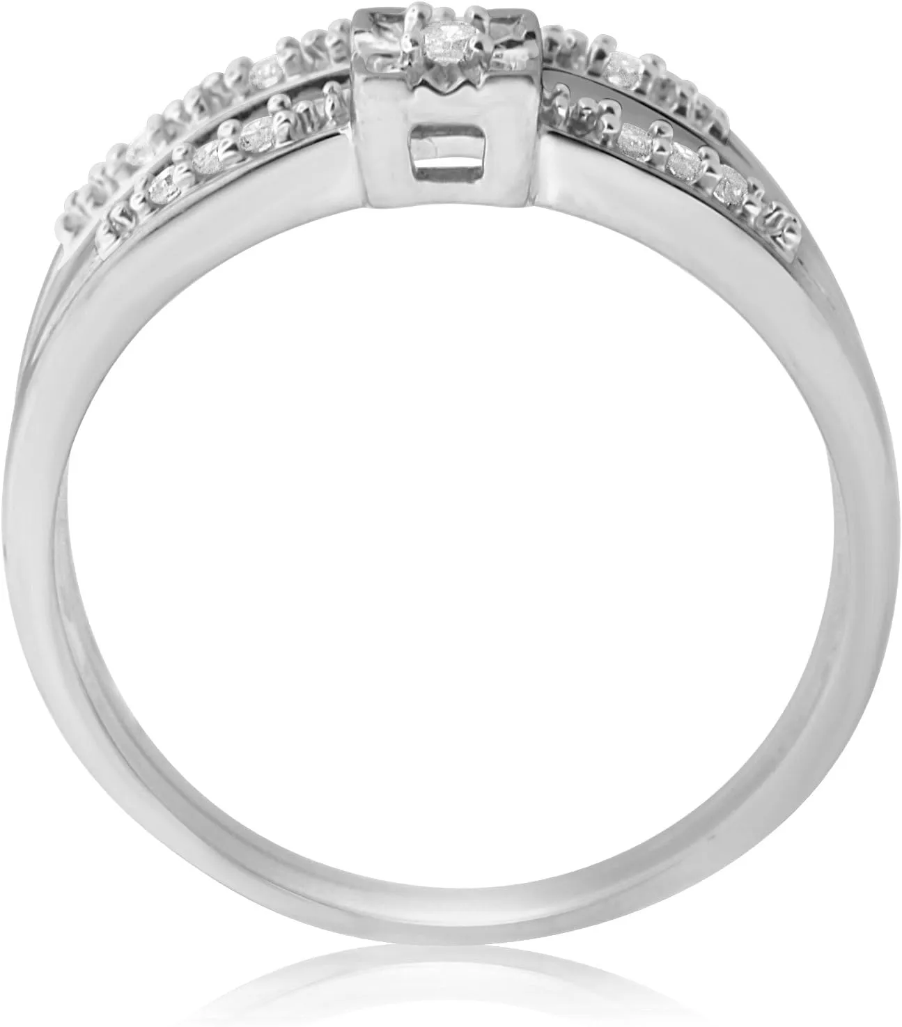 1/10 Carat Total Weight (cttw) 925 Sterling Silver Diamond Bridal Engagement Wedding Ring Set For Women