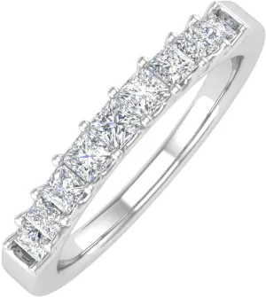 1/2 Carat Princess Cut Diamond Wedding Band Ring in 14K Gold (I1-I2 Clarity)