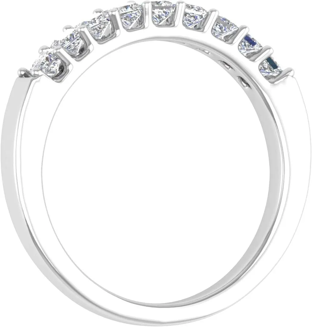 1/2 Carat Princess Cut Diamond Wedding Band Ring in 14K Gold (I1-I2 Clarity)