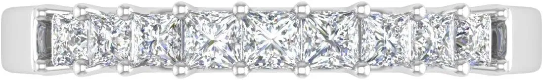 1/2 Carat Princess Cut Diamond Wedding Band Ring in 14K Gold (I1-I2 Clarity)