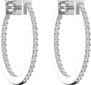1/2 to 1 Carat Diamond Inside Out Oval Hoop Earrings for Women in 14k White Gold (F-G, SI2-I1, cttw) Screw Back by Privosa Fine Jewelry