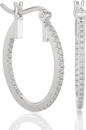 1/4 to 3/4 Carat Diamond Inside Out Oval Hoop Earrings for Women in 14k White Gold (F-G, SI2-I1, cttw) with CInch Back by Privosa Fine Jewelry