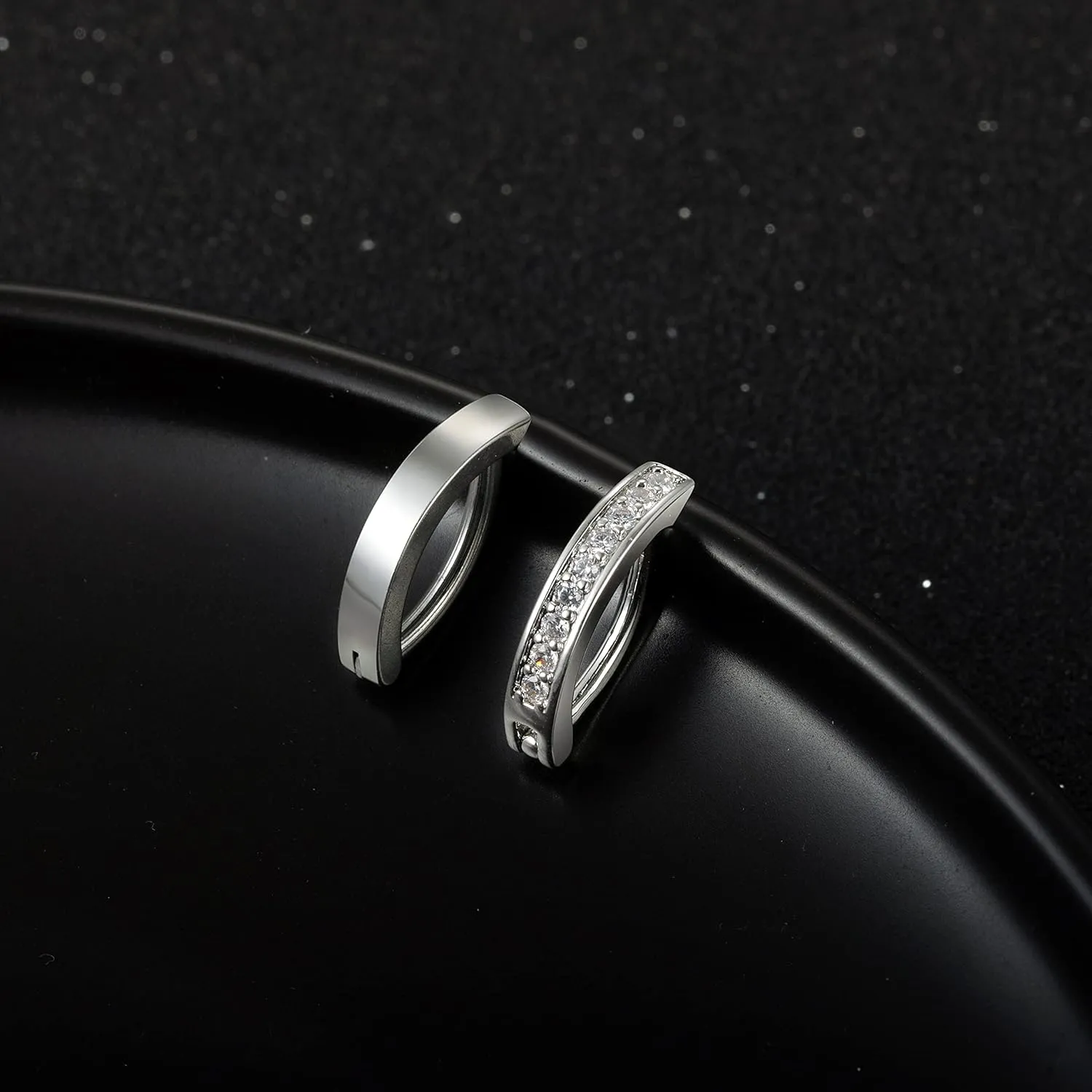 14G Clicker Belly Button Ring for Women Surgical Steel Belly Barbell Piercing Simulated Diamonds Rivet Reverse Curved Navel Barbell Body Jewelry