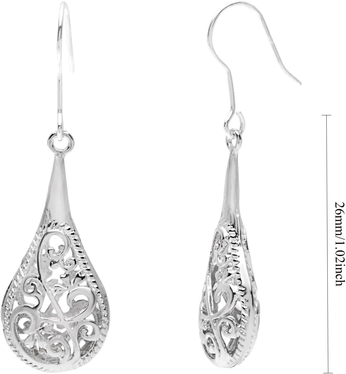 14K Gold Plated 925 Sterling Silver Posts Teardrop Metal Long Tassel Huggie Hoop Dangle Earrings