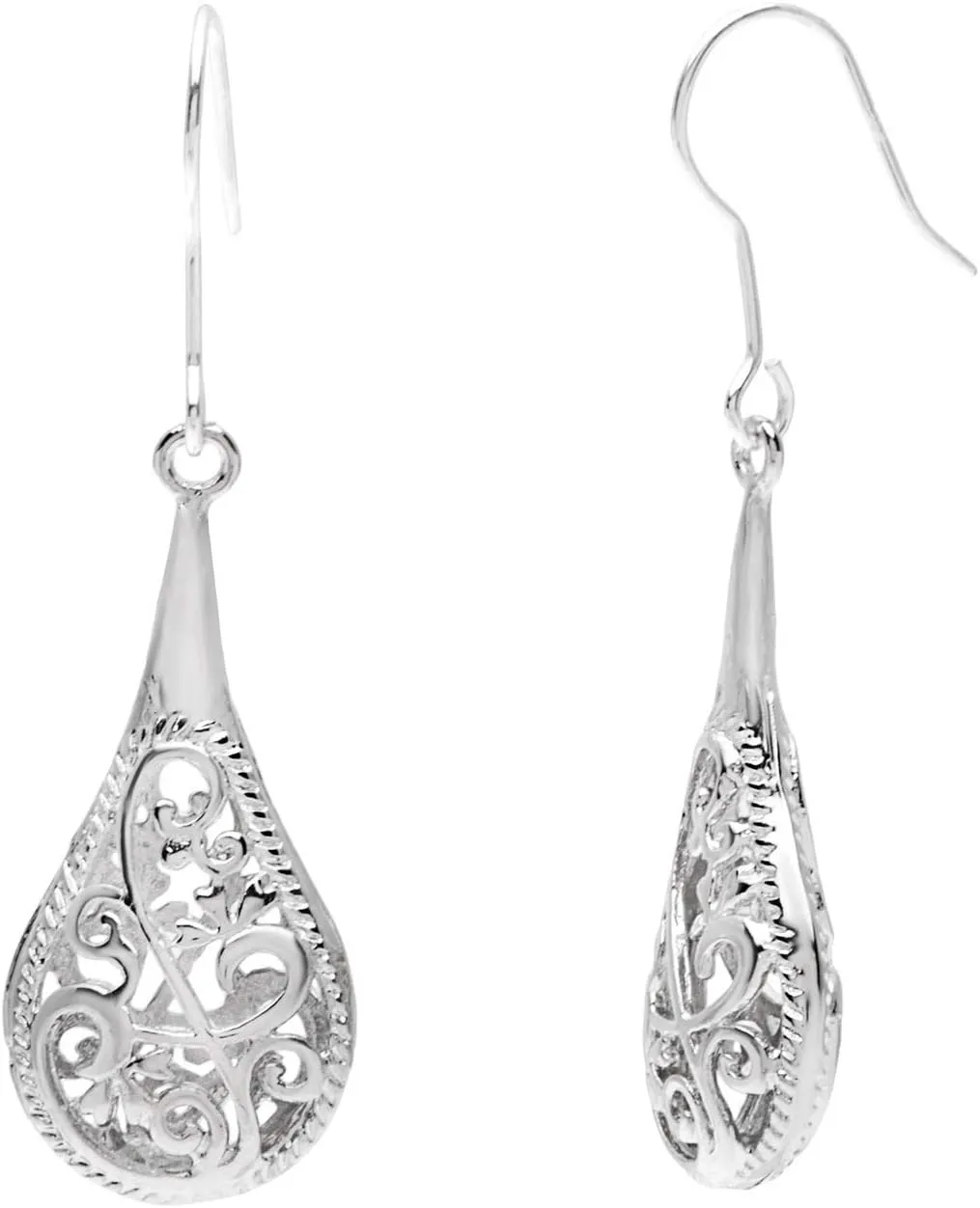 14K Gold Plated 925 Sterling Silver Posts Teardrop Metal Long Tassel Huggie Hoop Dangle Earrings
