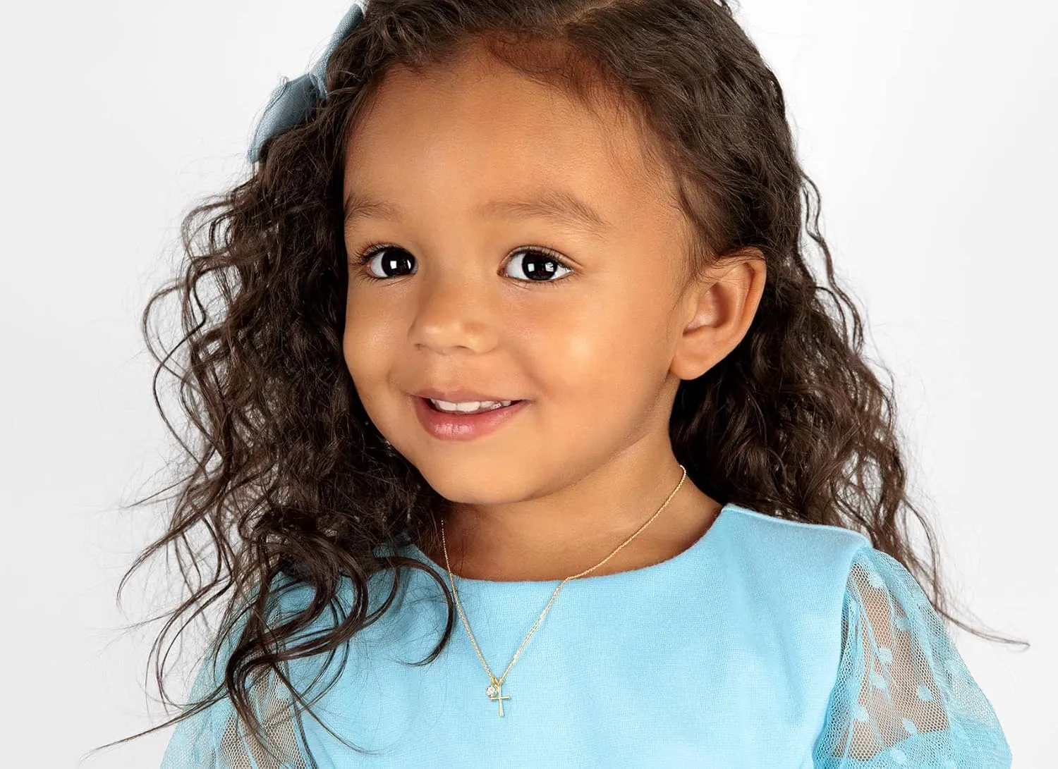 14K Gold Plated Sterling Birthstone Cross Necklace for Girls Kids Hypoallergenic First Communion Baptism Confirmation Gifts for Teenage Girls Age Daughter