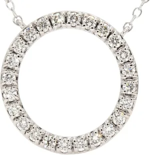 14k White Gold Lab-Grown Diamond Circle Pendant Necklace (1/2 cttw, H-I Color, VS-SI Clarity) 18"