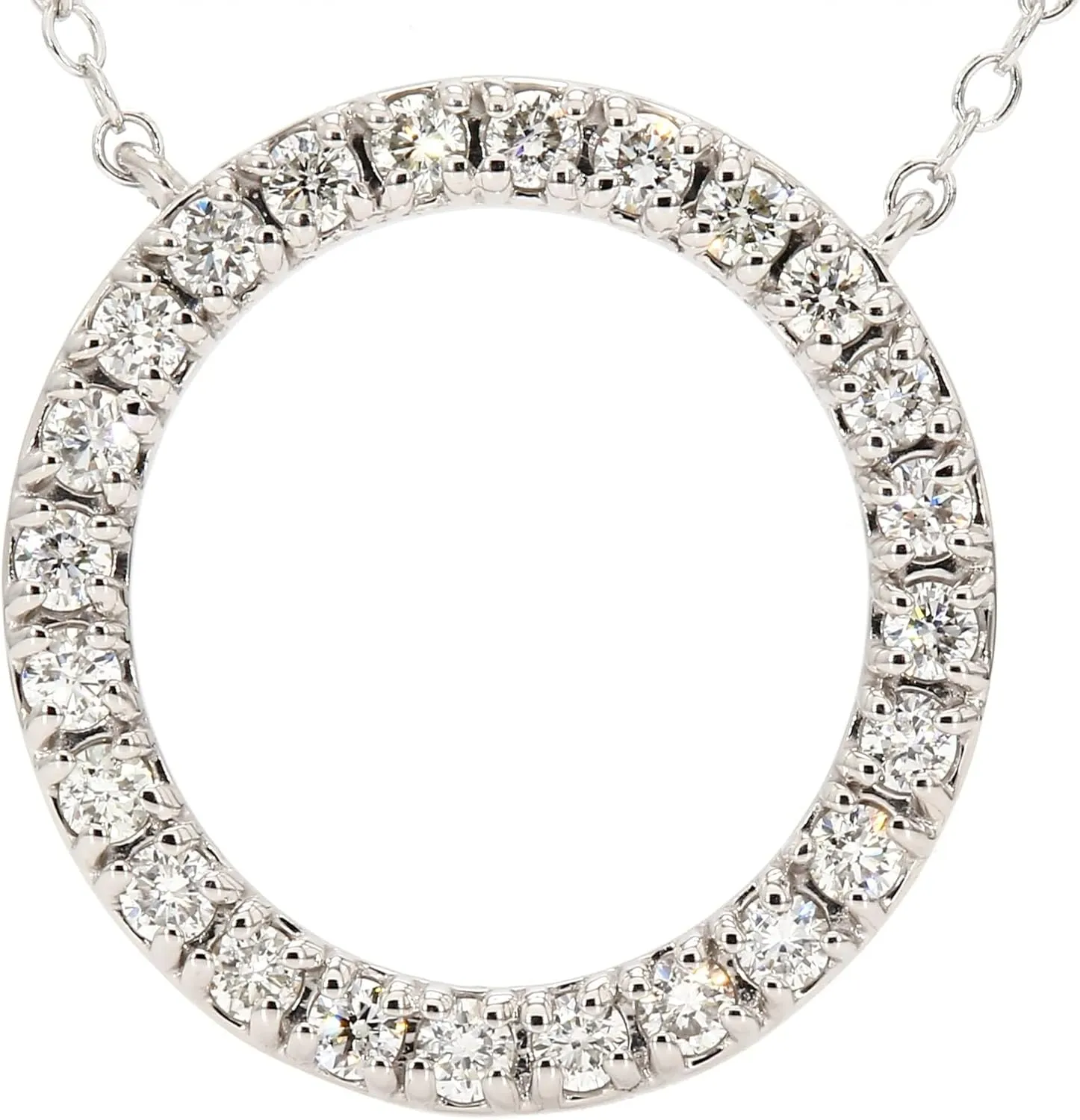 14k White Gold Lab-Grown Diamond Circle Pendant Necklace (1/2 cttw, H-I Color, VS-SI Clarity) 18"