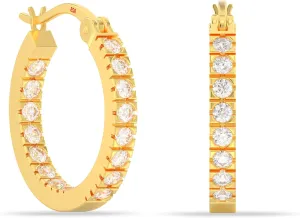 18K Gold Plated 925 Sterling Silver Post CZ Hoop Earrings for Women | Latch-Back Small Cubic Zirconia Click-Top Hoops Earring | Women's Fashion Jewelry