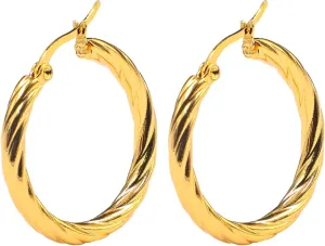 18K Gold Plated Chunky Solid Hoop Earrings for Women Round Spiral Shape Gold Hoops Hypoallergenic Trendy Jewelry for Gift Christmas, Birthdays, and Anniversaries