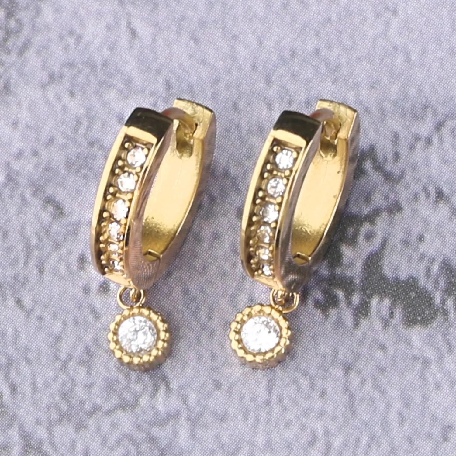 18K Gold Plated Gold Hoop Earrings,Cubic Zirconia Cuff Earrings Hypoallergenic Stud,Small Hoop Earrings Set for Women