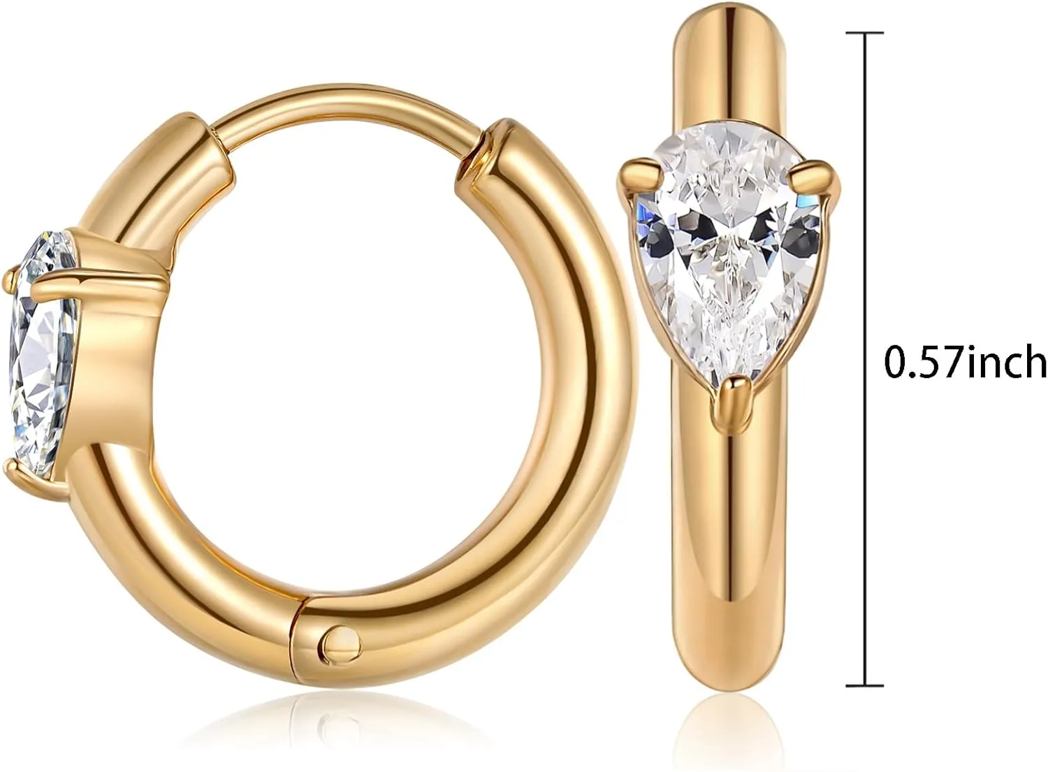 18K Gold Plated Gold Hoop Earrings,Cubic Zirconia Cuff Earrings Hypoallergenic Stud,Small Hoop Earrings Set for Women