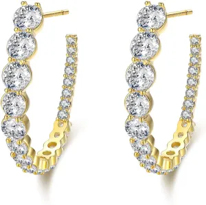 18K Gold Plated Inside-Out Cubic Zirconia Hoop Earrings - Gifts for Women