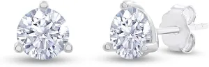 18k Gold Plated Solitaire Stud Earrings, 6MM Moissanite Diamond Stud Earrings for Women | Trendy Jewelry Gifts For Her Push Back Earrings (1.40 Ctw)