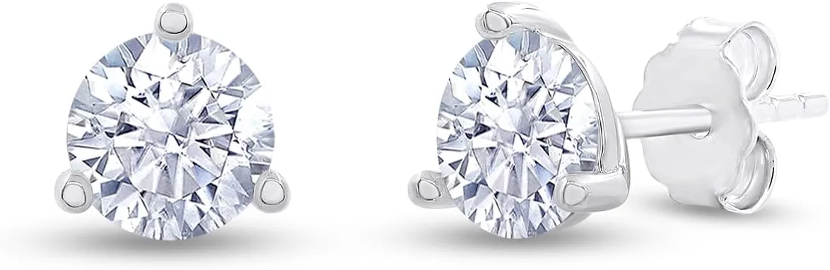 18k Gold Plated Solitaire Stud Earrings, 6MM Moissanite Diamond Stud Earrings for Women | Trendy Jewelry Gifts For Her Push Back Earrings (1.40 Ctw)