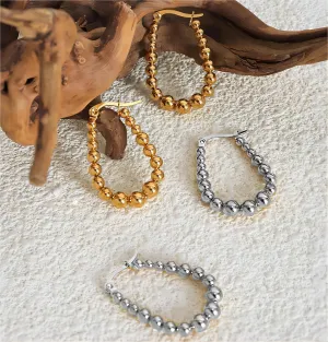 18K Gold Rotating Beaded Hoop Earrings for Women - Lightweight safe for sensitive skin Silver Hoops with 925 Sterling Silver Post