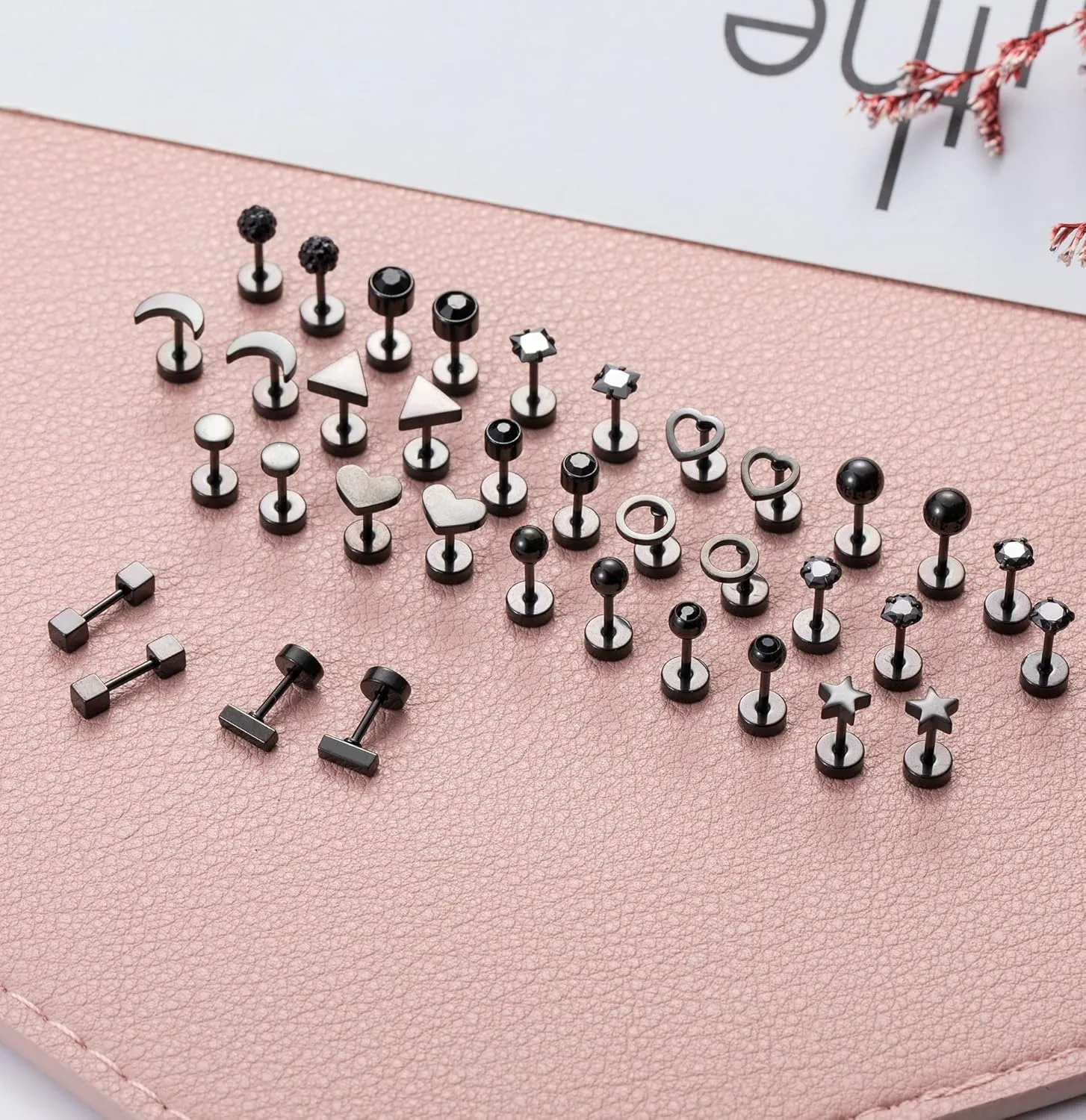 18Pairs 20G 18G Stainless Steel Tiny Stud Earrings for Women Cartilage Helix Earrings Ball Star CZ Earrings