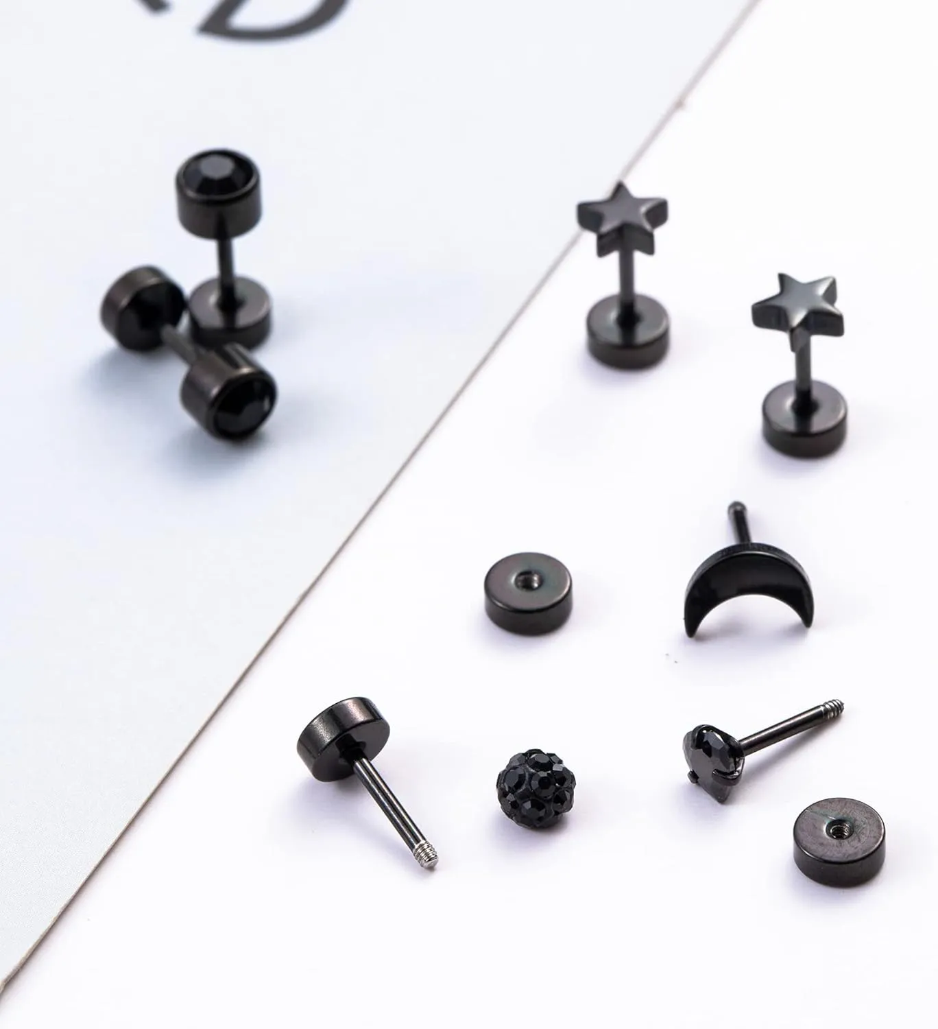 18Pairs 20G 18G Stainless Steel Tiny Stud Earrings for Women Cartilage Helix Earrings Ball Star CZ Earrings