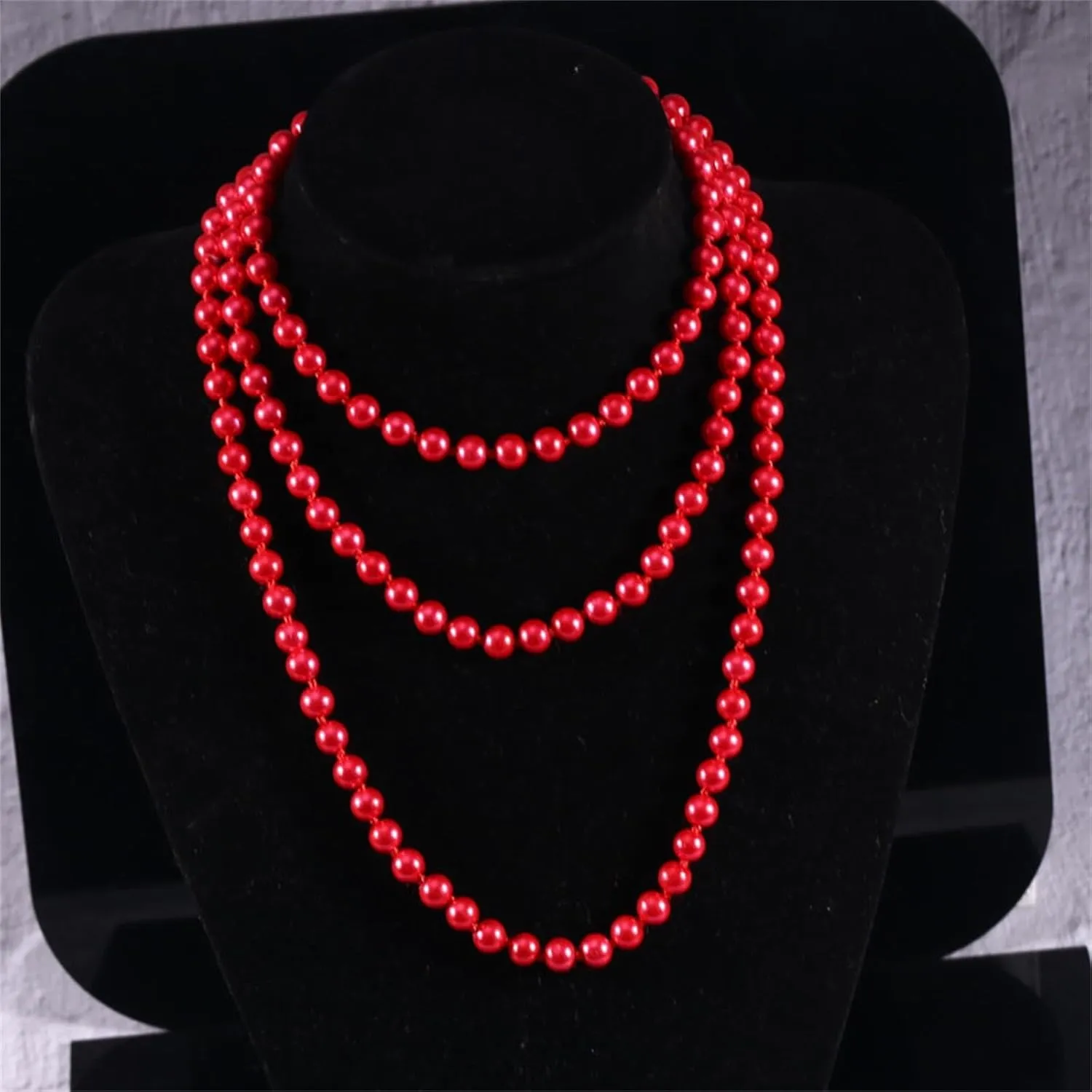 1920s Gatsby Imitation Pearl Necklace Pearl Strands Flapper Beads Necklace for Women Costume Jewelry