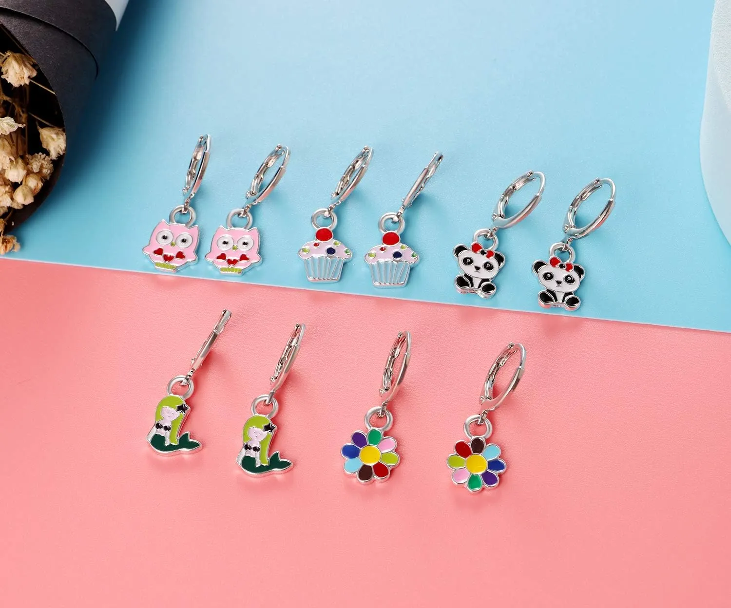 20 Pairs Hypoallergenic Earrings for Girls- Cute Dangle Earrings with Mini Hoop Earrings for Teen Girls