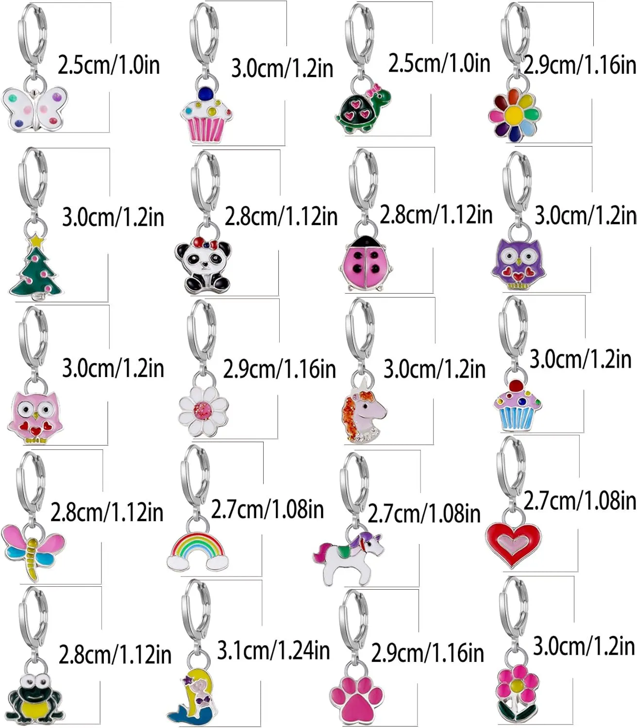 20 Pairs Hypoallergenic Earrings for Girls- Cute Dangle Earrings with Mini Hoop Earrings for Teen Girls
