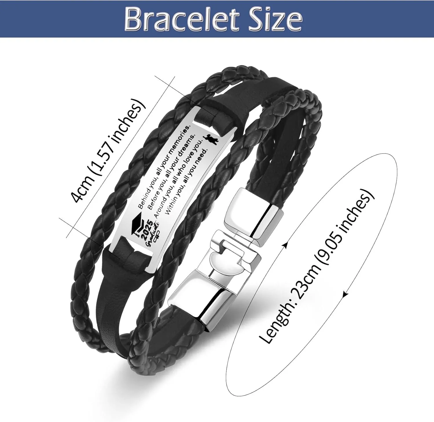 2025 Graduation Gifts for Him, College Graduate High School Class Of 2025 Gift, Senior 2025 Congratulate Gift Stainless Steel Handsome Graduates Bracelets for Him