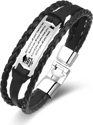 2025 Graduation Gifts for Him, College Graduate High School Class Of 2025 Gift, Senior 2025 Congratulate Gift Stainless Steel Handsome Graduates Bracelets for Him