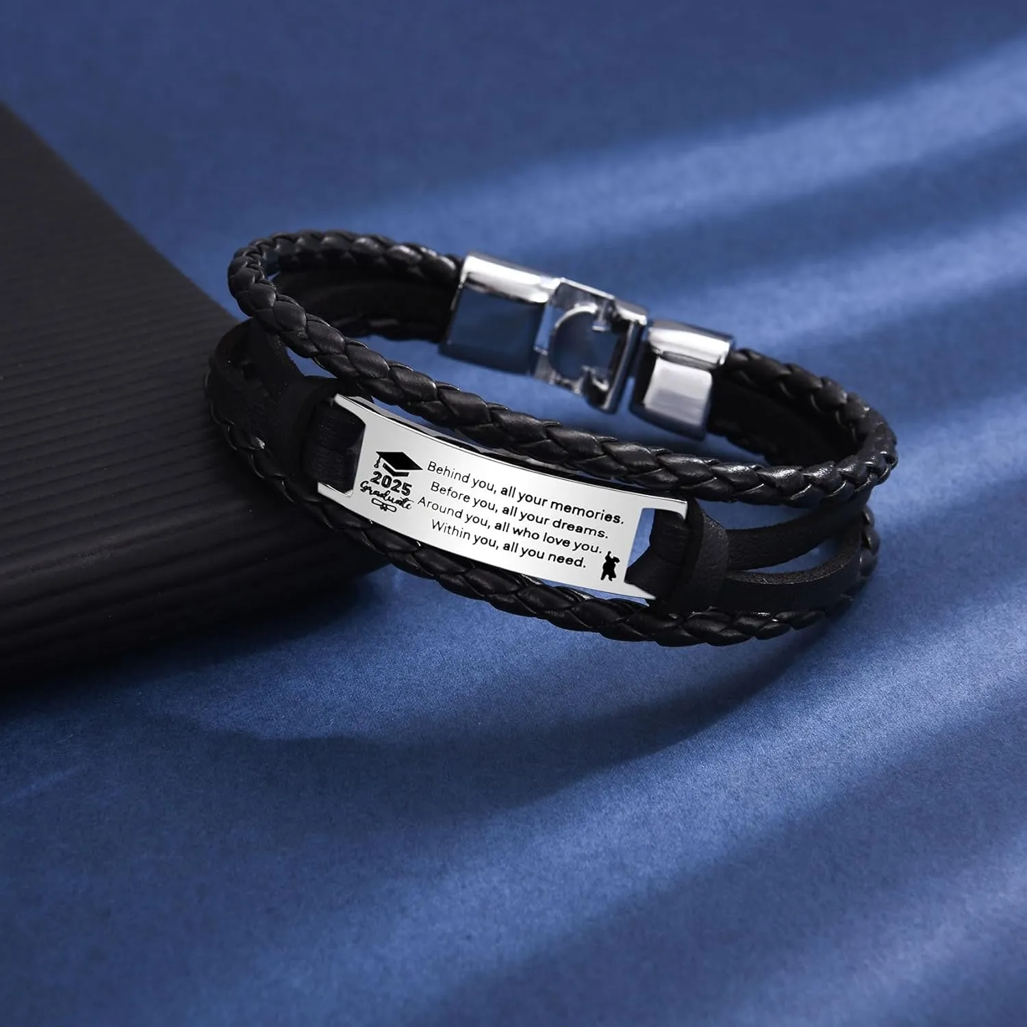 2025 Graduation Gifts for Him, College Graduate High School Class Of 2025 Gift, Senior 2025 Congratulate Gift Stainless Steel Handsome Graduates Bracelets for Him