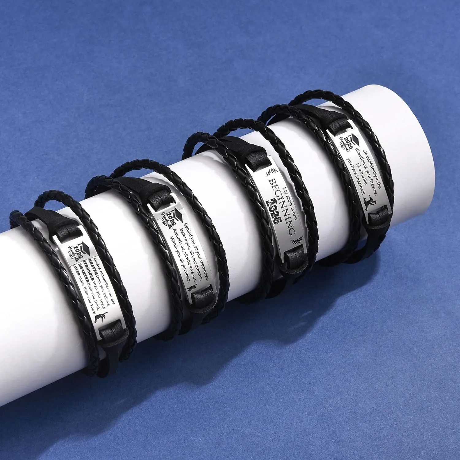 2025 Graduation Gifts for Him, College Graduate High School Class Of 2025 Gift, Senior 2025 Congratulate Gift Stainless Steel Handsome Graduates Bracelets for Him