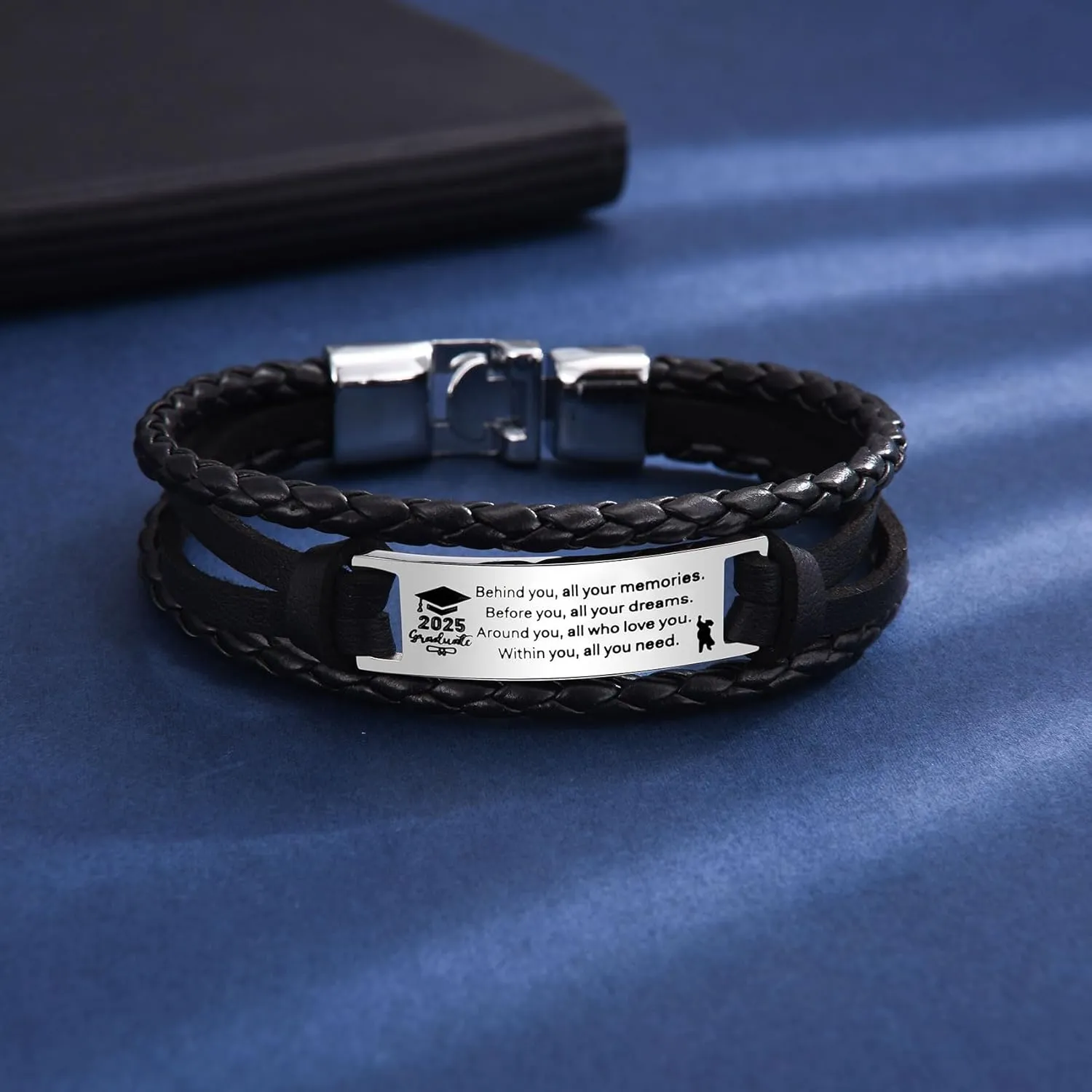 2025 Graduation Gifts for Him, College Graduate High School Class Of 2025 Gift, Senior 2025 Congratulate Gift Stainless Steel Handsome Graduates Bracelets for Him