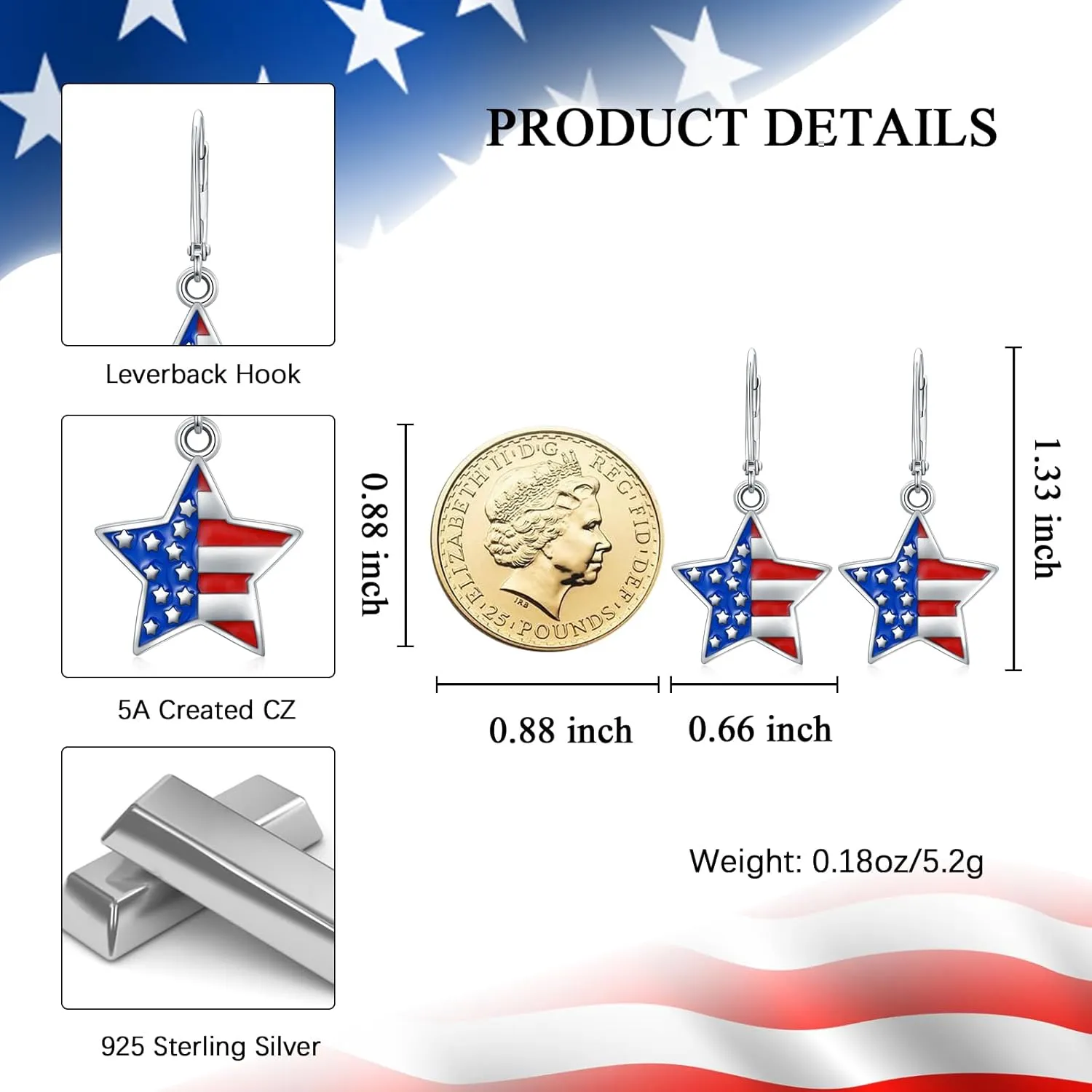 4th of July Earrings Patriotic Dangle Earrings Independence Day Jewelry Gifts for Women Daughters