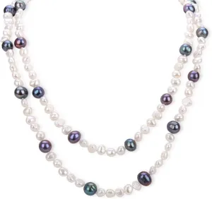 6-7mm White Black Pearl Necklace for Women Freshwater Cultured Baroque Handmade Pearls Strand Necklace for Pearl Jewelry