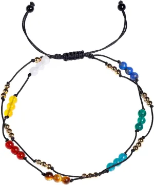 7 Chakra Ankle Bracelets for Women Double Layer Bracelet Healing Crystals Anti Anxiety Crystal Beads Bracelet Bring Good Luck