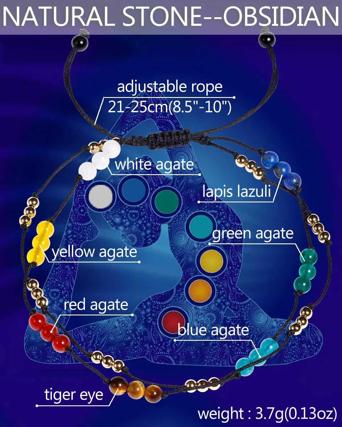 7 Chakra Ankle Bracelets for Women Double Layer Bracelet Healing Crystals Anti Anxiety Crystal Beads Bracelet Bring Good Luck