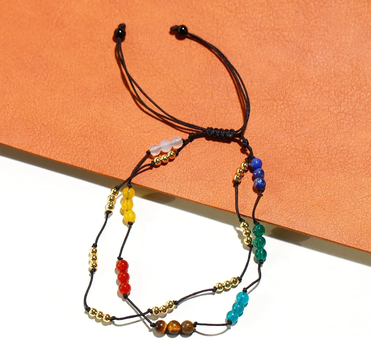 7 Chakra Ankle Bracelets for Women Double Layer Bracelet Healing Crystals Anti Anxiety Crystal Beads Bracelet Bring Good Luck