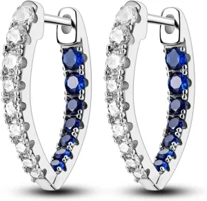 925 Sterling Silver Hoop Earrings for Women Teen, Hypoallergenic Huggie Earrings with Platinum Cubic Zirconia, Diamond Jewelry Gift Ideal (V-shaped Earrings)