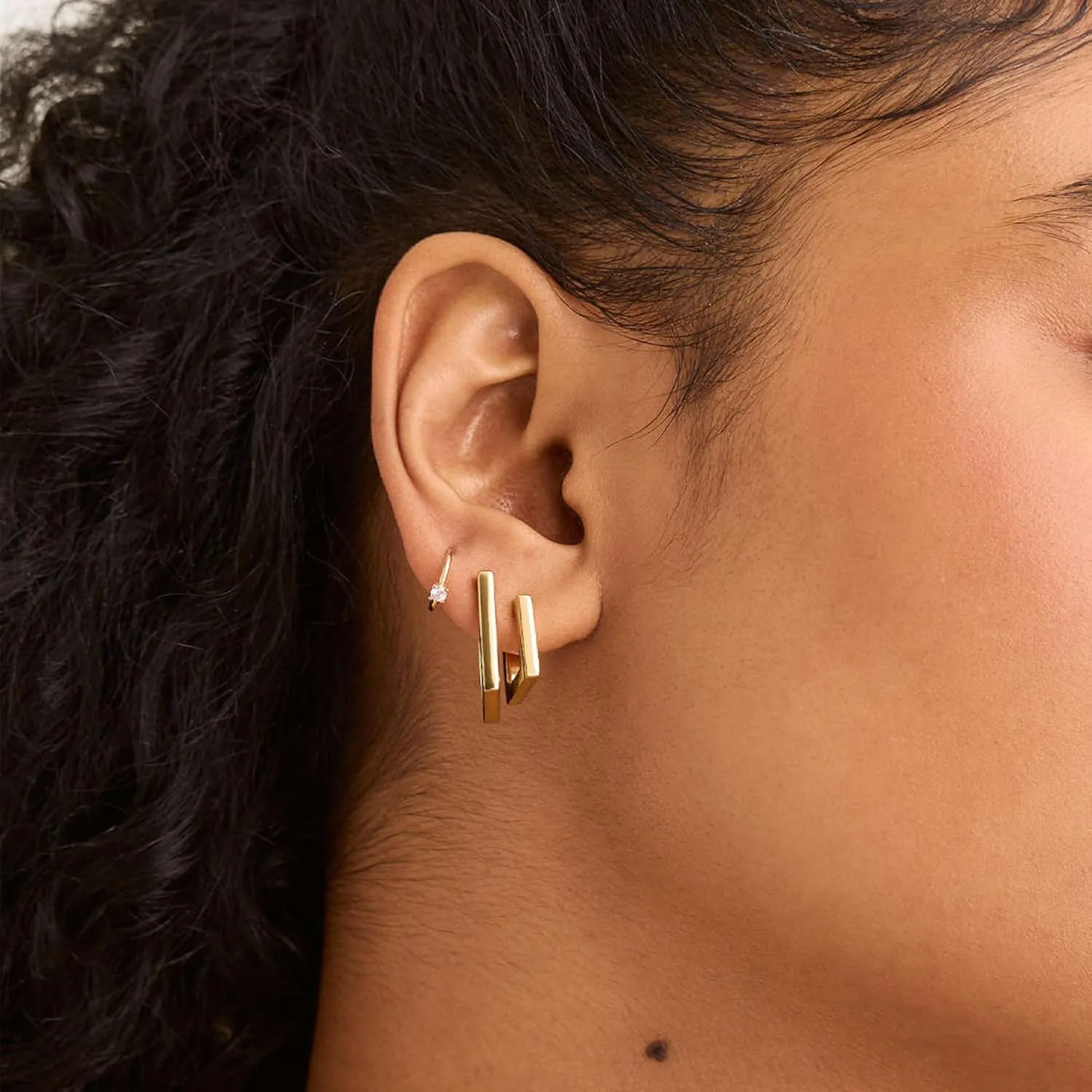 925 Sterling Silver Hoop Earrings for Women Trendy Small Square Hypoallergenic 14K Gold Plated Hoop Earrings Geometric Minimalist Rectangle Hoops Earrings