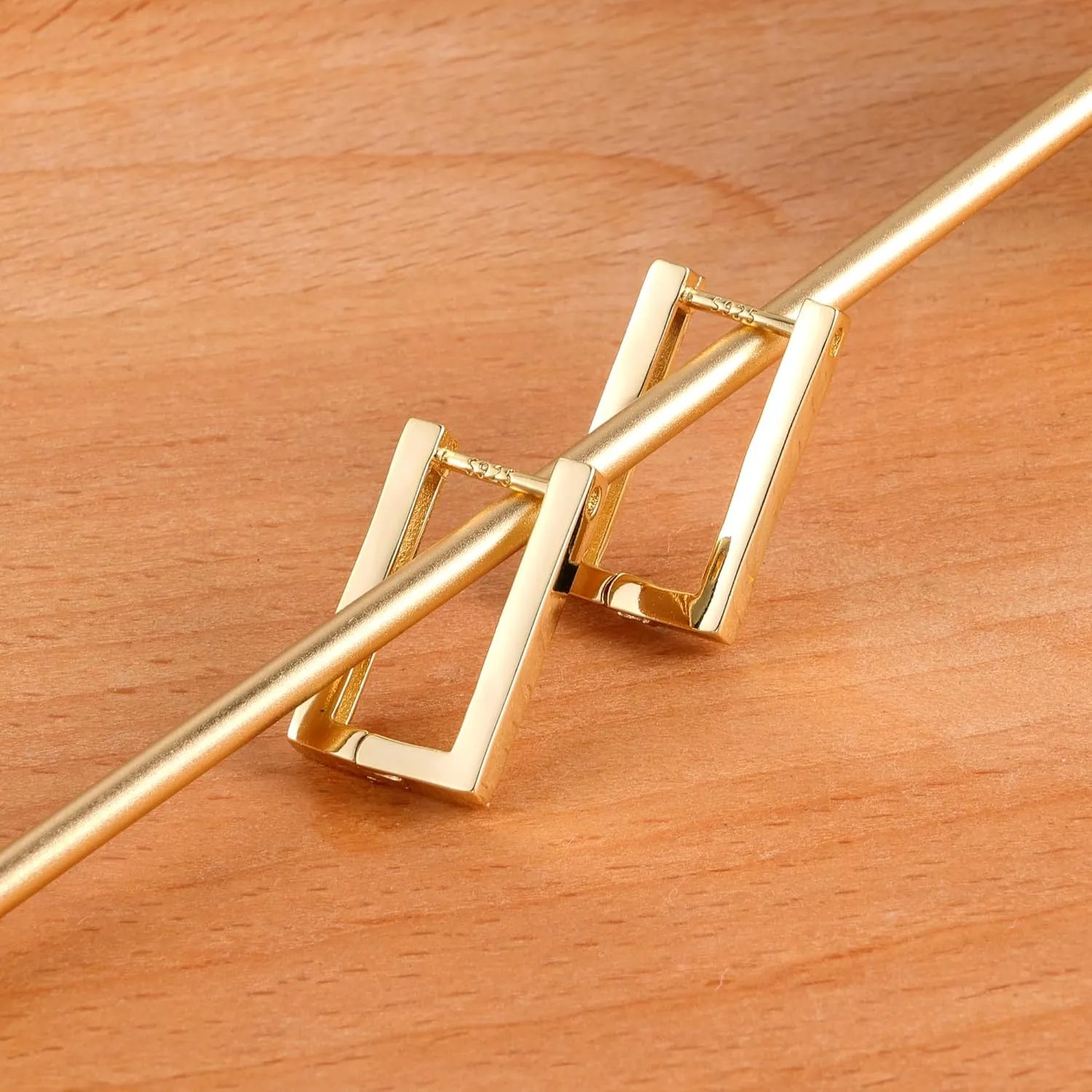 925 Sterling Silver Hoop Earrings for Women Trendy Small Square Hypoallergenic 14K Gold Plated Hoop Earrings Geometric Minimalist Rectangle Hoops Earrings