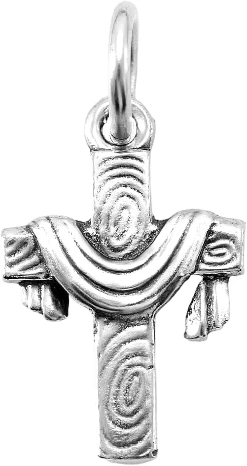 925 Sterling Silver Shroud Easter Cross Pendant Potent Charm Jesus Is Risen Christian Sacred Holy Fit Necklace Bracelet