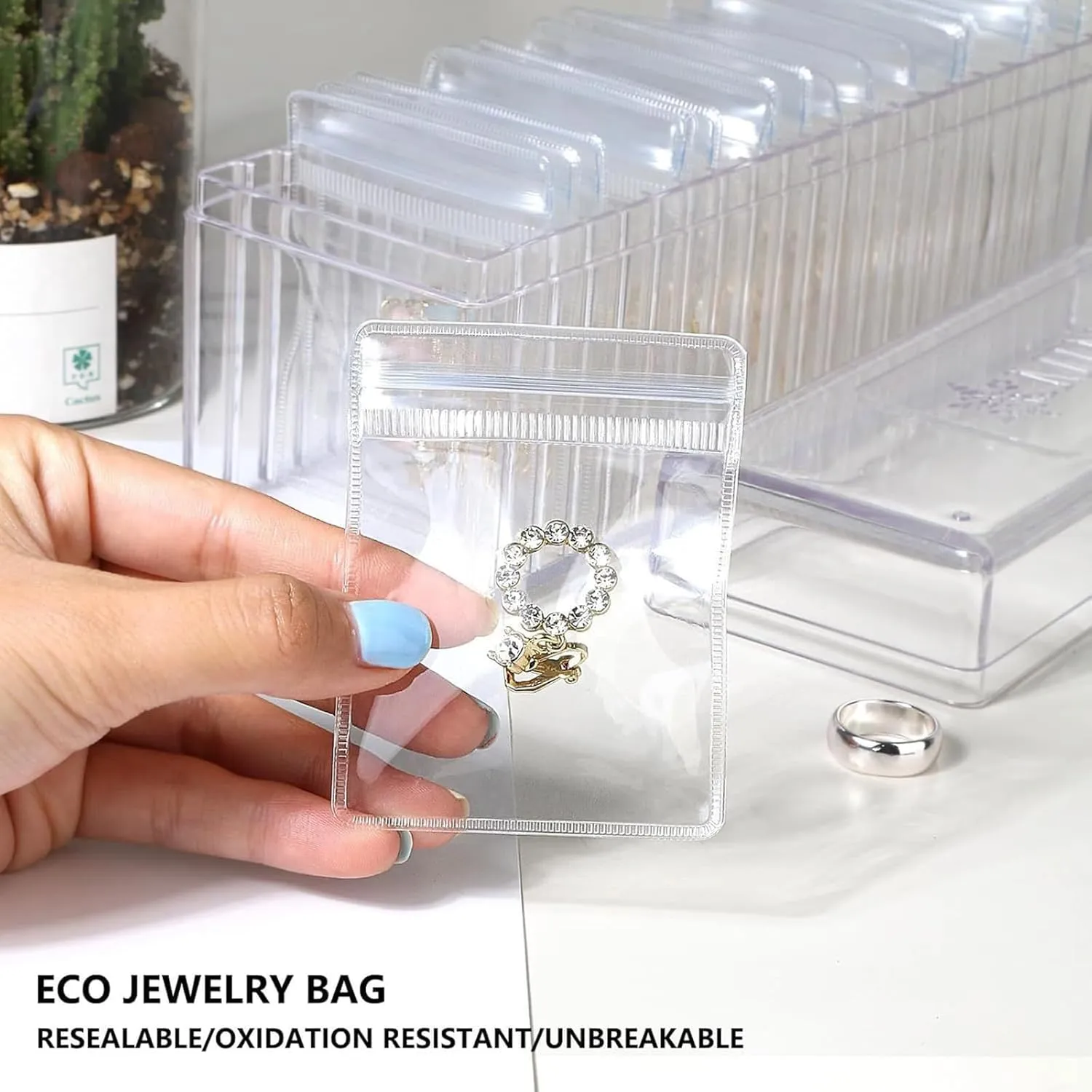 Acrylic Jewelry Box Organizer,Clear Jewelry Case Organizer Travel, Holder with 20 Portable Anti Tarnish Jewelry bags, Travel Jewelry Case for Earrings/Rings/Necklaces Gift for Women Girls(Pink)