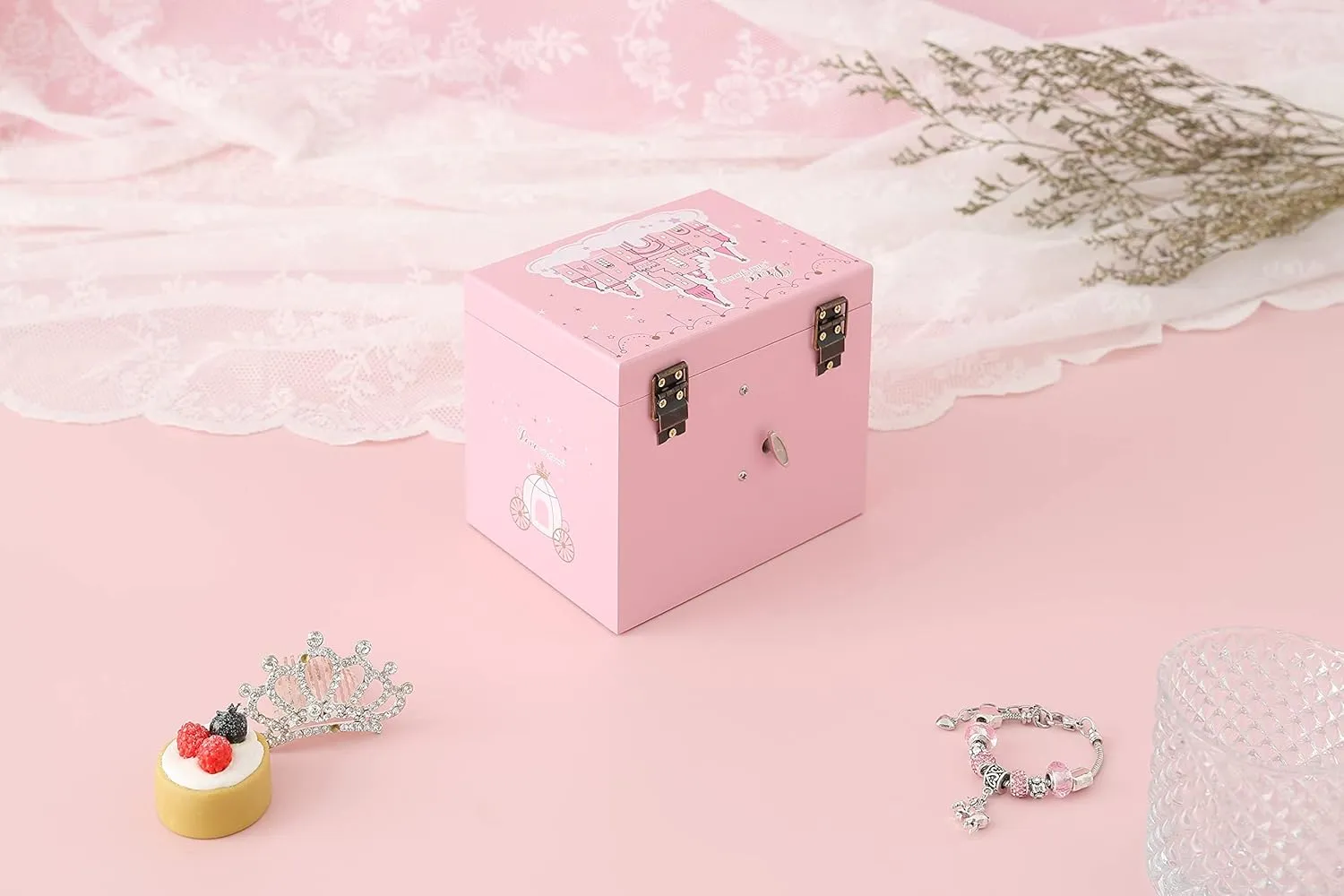 Agitation Unicorn Princess Wooden Musical Jewelry Box - Unicorn Gifts for Girls (Pink Princess1)