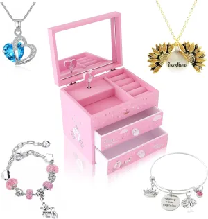Agitation Unicorn Princess Wooden Musical Jewelry Box - Unicorn Gifts for Girls (Pink Princess1)