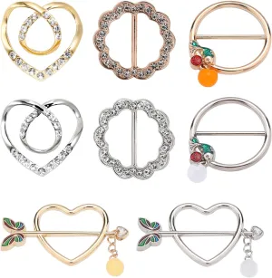 AGLOO Alloy Scarf Ring Waist Cinch Clip, T-shirt Ties Clips Knot Ring  Waist Buckle Clothes Corner Knotted Button for Women Girls