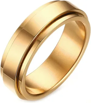 Aienid Men Rings Stainless Steel Wedding Band, Custom Name Ring for Women Anxiety Fidget Spinner Ring 6MM Couple Rings