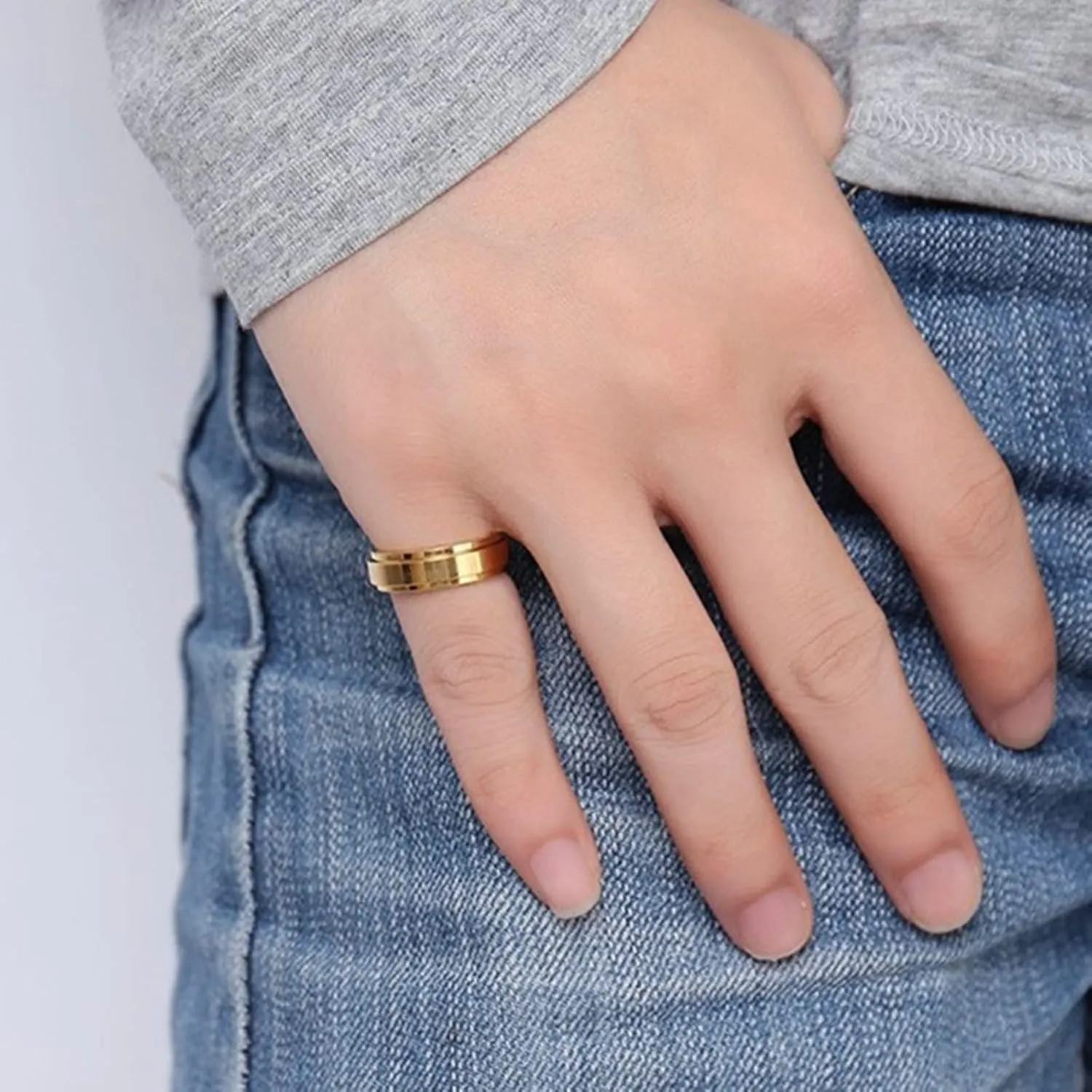 Aienid Men Rings Stainless Steel Wedding Band, Custom Name Ring for Women Anxiety Fidget Spinner Ring 6MM Couple Rings