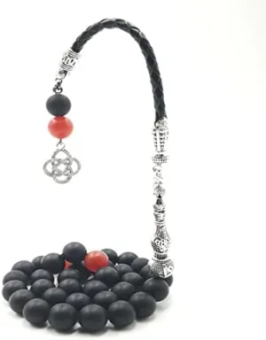 albasha Tasbih Black Frosted Agate Leather tassel muslim 33 66 99 prayer bead bracelets islamic men accessories eid gift