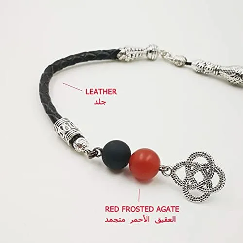 albasha Tasbih Black Frosted Agate Leather tassel muslim 33 66 99 prayer bead bracelets islamic men accessories eid gift